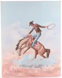 Untitled by Bucking Horse, oil on board by william ohrmann 1946, offered May 2022