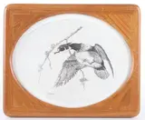 Untitled by S. Monthand, etching wood duck on branch, offered May 2022