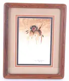 Untitled by Art Menchego, watercolor buffalo headdress warrior, offered May 2022