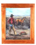 Featured in this lot is this by Margie Jackson, oil on board, offered Apr 2022
