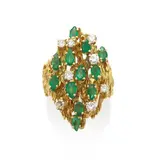 Emerald And Diamond Ring A Gold, Senza titolo