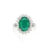 Emerald And Diamond Ring A Gold, Senza titolo