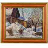 Pavel Yakovlevich Eremenko, Kolomai, 1915 - ? / Neve primaverile / Firmato Eremenko e datato 1970 in basso a destra, oil on cardboard