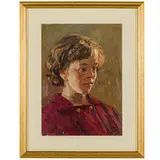 Mikhail Sergeevich Barancheev, Kalinovo, 1920 - 1998 / La ragazza della porta accanto / Firmato Barancheev e datato 1959 in basso a / sinistra, oil on cardboard