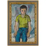 Igor Dmitrievich Vieru, Chernolevka, 1923 - 1983 / Bambino con maglia verde / Firmato Vieru sul retro, oil on cardboard