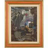 Aleksandr Burak, Sverdlovsk, 1921 - 1997 / In fabbrica / Firmato A Burak in basso a destra, oil on canvas