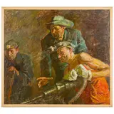 Mitrofanovka, 1945 / Vecchio minatore / Firmato A Yanev in basso a destra by Anatoly Mykytovich Yanev, oil on canvas, offered Jul 2024