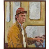 Dmitry Konstantionovich Gribok, Alexandrodar, 1931 - 2013 / Ritratto di macchinista, oil on canvas