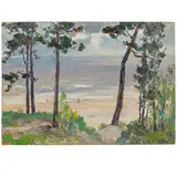 Astrakhan, 1913 - 2002 / Veduta costiera / Tracce di firma e data 58 in basso a destra by Sergei Nikolaevic Shomin, oil on cardboard, offered Jul 2024