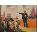 Peter Ilyich Bilan, Podolia, 1921 - Kyiv, 1996 / Discorso di Lenin ai proletari nel Palazzo Smolnyj / Firmato P Bilan e datato 1973 in basso a destra, oil on canvas