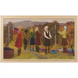 Anatoly Nikonovich Volnenko, Kharkov, 1902 - 1965 / NINA YAKIVNA MARCHENKO / Leningrad, 1940 / Raccolta dell'uva / Firmato Volnenko, Marchenko in basso a destra, oil on canvas