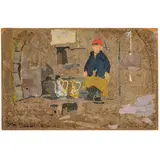 Karp Demjanovich Trokhimenko, Sushany, 1885 - Kyiv, 1979 / Scena di mercato / Giovane venditore / Firmato K Trokhimenko in basso a sinistra