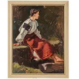 Kobyletska Poliana, 1891 - Uzhgorod, 1975 / Ritratto di ragazza / Firmato Bokshay e datato 1947 in basso a destra by Joseph Josephovich Bokshay, oil on cardboard, offered Jul 2024