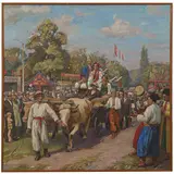 Viktor Georgievich Kozik, Kyiv, 1937 / Mercato di Sorochentsy / Firmato V Kozik e datato 83 in basso a destra, oil on canvas
