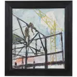 Viktor Georgievich Kozik, Kyiv, 1937 / Costruttori / Firmato V Kozik sul retro, oil on compensato