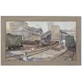 Igor Vasilyovich Panich, Ivanivka, 1919 - 1990 / Paesaggio industriale / Firmato Panich in basso a sinistra, oil on cardboard