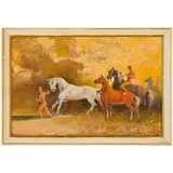 Vesele, 1904 - Kiev, 1997 / Il bagno dei cavalli / Monogramma MD in basso a destra by Mykhaylo Gordyevich Deregus, oil on cardboard, offered Jul 2024