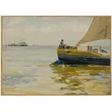 Astrakhan, 1913 - 2002 / Barca a vela / Firmato Shomin sul retro by Sergei Nikolaevic Shomin, oil on cardboard, offered Jul 2024