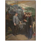 attivo a Kyiv 1938 - 2002 / Officina per treni / Firmato V Tarase e datato 1982 in basso a destra by Volodymir Stefanovich Tarasenko, oil on canvas, offered Jul 2024