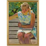 Yuri Evdokimovich Balykov, Pliskiv, 1924 - 2003 / Ritratto di ragazza / Firmato Y E Balikov e datato 60 in basso a destra, oil on canvas