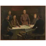 Vvedenka, 1918 - Kyiv, 2011 / Riunione di comandanti / Firmato Artamonov e datato 83 in basso a destra by Olexiy Mykhaylovich Artamonov, oil on canvas, offered Jul 2024