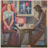 Odessa, 1927 - 1999 / Due donne a lume di candela / Firmato Vlasov in basso a destra by Volodymyr Grygorovych Vlasov, oil on canvas, offered Jul 2024