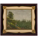Antonino Leto, Monreale, 1844 - Capri, 1913 / Paesaggio di campagna con contadina / Firmato Leto in basso a sinistra