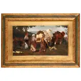 Alessio Issupoff, Vjatka, 1889 - Roma, 1957 / Contadini con carovana / Firmato Alessio Issupoff in basso a sinistra