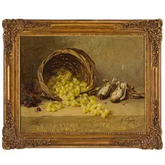Marie Coignet, Honfleur, 1870 - Fontainebleau, 1940 / Natura morta con uva e cacciagione / Firmato M Coignet in basso a destra, oil on canvas