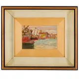 Ulvi Liegi, Livorno, 1858 - 1939 / Il Mastio di Matilde, Porto di Livorno / Firmato Ulvi Liegi in basso a sinistra, oil on tavoletta