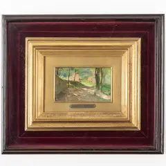 Federico Andreotti, Firenze, 1847 - 1930 / Paesaggio primaverile a Vallombrosa / Firmato F Andreotti in basso a sinistra, oil on tavoletta