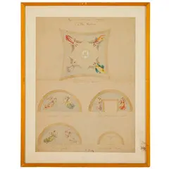 Francesco Gonin, Torino, 1808 - Giaveno, 1889 / Studio per la decorazione della cappella di Villa Cambiano / Firmato F Gonin in basso al centro, Acquarello e inchiostro su carta