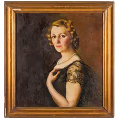 Aldo Severi, Macerata, 1876 - Roma, 1956 / Ritratto femminile / Firmato A Severi in alto a destra, oil on cardboard