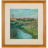 Paulo Ghiglia, Firenze, 1905 - Roma, 1979 / Tetti dell'Ardenza, oil on cardboard