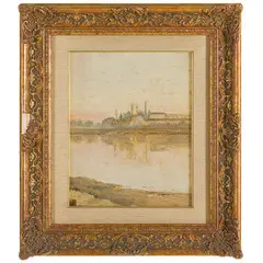 Livorno, 1879 - Firenze, 1949 / Inverno sull'Arno alla Casaccia by Llewelyn Lloyd, oil on cardboard, offered Sep 2024