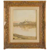 Llewelyn Lloyd, Livorno, 1879 - Firenze, 1949 / Inverno sull'Arno alla Casaccia, oil on cardboard