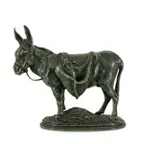 Auguste Nicholas Cain, Parigi, 1822 - 1894 / L'âne d'Afrique / Monogramma AC sul dorso, firma Cain e titolo sulla base, bronze a patina verde
