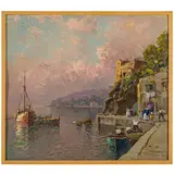 Nicolas De Corsi, Odessa, 1882 - Napoli, 1956 / Costa napoletana con figure / Firmato De Corsi e datato 1931 in basso a destra, oil on cardboard