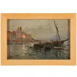 Nicolas De Corsi, Odessa, 1882 - Napoli, 1956 / Marina notturna / Firmato De Corsi in basso a sinistra, oil on tavoletta