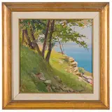 Nicolas De Corsi, Odessa, 1882 - Napoli, 1956 / Scorcio marino a Sorrento / Firma De Corsi e dedica in basso a sinistra, oil on cardboard