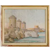 Bruno Bramanti, Firenze, 1897 - S. Domenico di Fiesole, 1957 / Veduta di Rodi / Tracce di firma in basso a destra, oil on panel