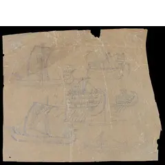Pino Pascali, Bari 1935 - Roma 1968 / 6 navi, 1965-66, Grafite su carta velina