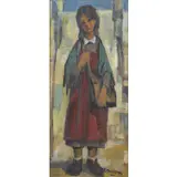 Giulio Masseroni, Bergamo 1900 - 1980 / Ragazzina toscana, 1967, oil on panel