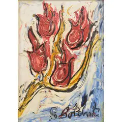 Gustavo Boldrini, Venezia 1925 - 1988 / Fiori rossi, 1970, oil on canvas