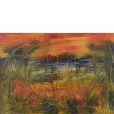 Chicco Ferrari, Bedonia (Pr) 1933 / Sulle rive del Ceno, 1974, oil on canvas