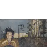 Paolo Frosecchi, Firenze 1924 - 1991 / Figure e grattacielo, 1957, oil on canvas