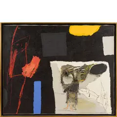 Gianfranco Asveri, Fiorenzuola D'Arda 1948 / Incontro senza motivi, 1996, mixed media on canvas