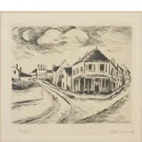 Maurice de Vlaminck, 1876 - 1958 / Carefour de Sotteville, 1928, lithograph in B/N on paper
