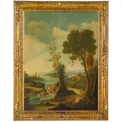 Paesaggio ideale / Firmato e datato sull'albero a destra: Studio. f. Roma 174... by Hendrik Frans van Lint, oil on panel, offered Nov 2024