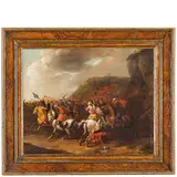 Simon Johannes van Douw, Battaglia / Monogrammato SVD in basso a destra, oil on panel